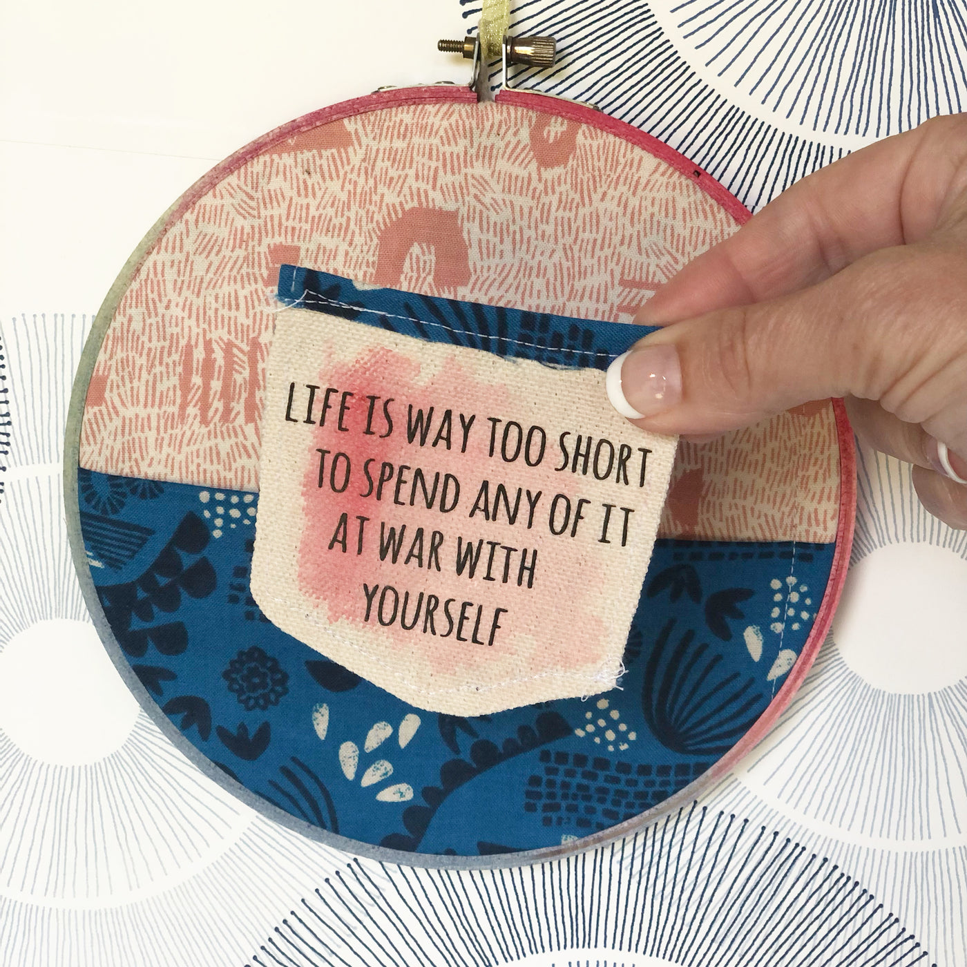 life is way too short - pocket hoop art