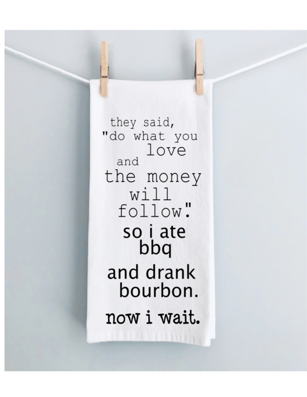 after wine and books, now i wait - humorous bar, tea and kitchen towel LG