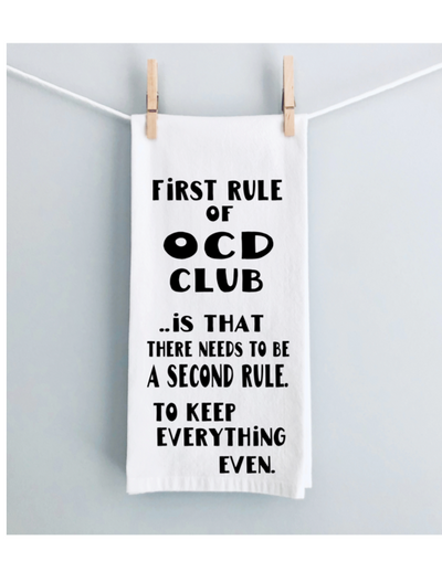 First rule of OCD Club - humorous bar tea kitchen towel LG