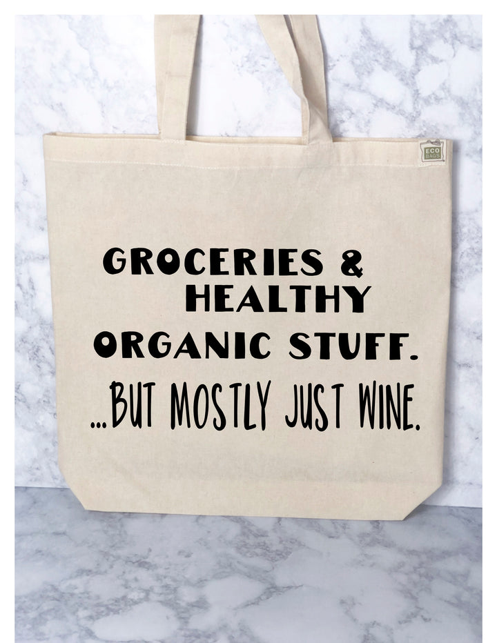 groceries and wine - tote bag