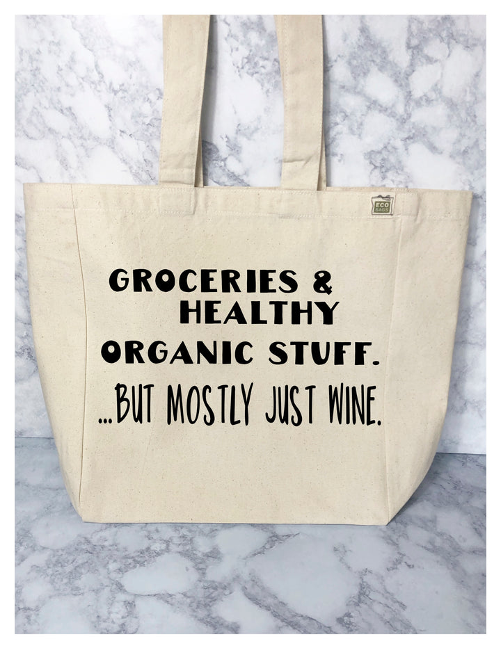 groceries and wine - tote bag