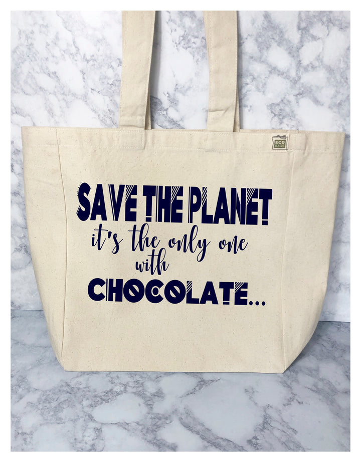 save the planet, it's the only one with chocolate - tote bag