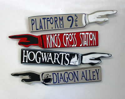 Potter Collection - wooden pointy finger signs - Pretty Clever Words