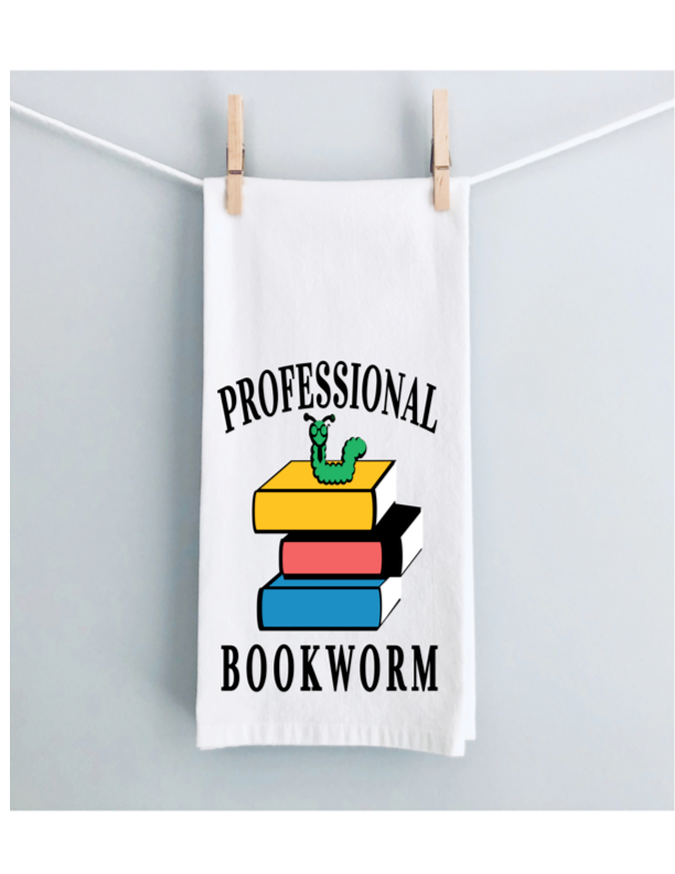 professional bookworm - humorous kitchen bar towel