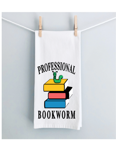 professional bookworm - humorous kitchen bar towel