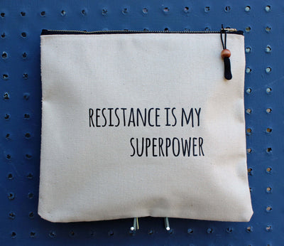 resistance is my superpower - zip money bag - Pretty Clever Words