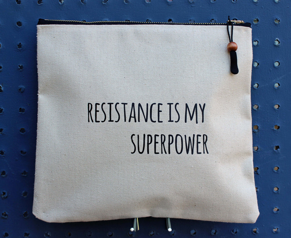 resistance is my superpower - zip money bag - Pretty Clever Words