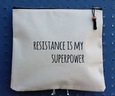 resistance is my superpower - zip money bag - Pretty Clever Words
