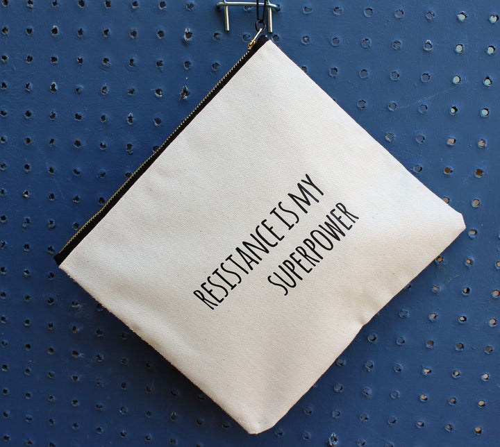 resistance is my superpower - zip money bag - Pretty Clever Words
