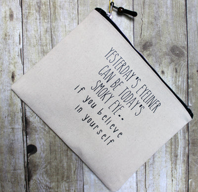 smokey eyeliner - zip money makeup bag - Pretty Clever Words