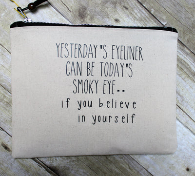 smokey eyeliner - zip money makeup bag - Pretty Clever Words