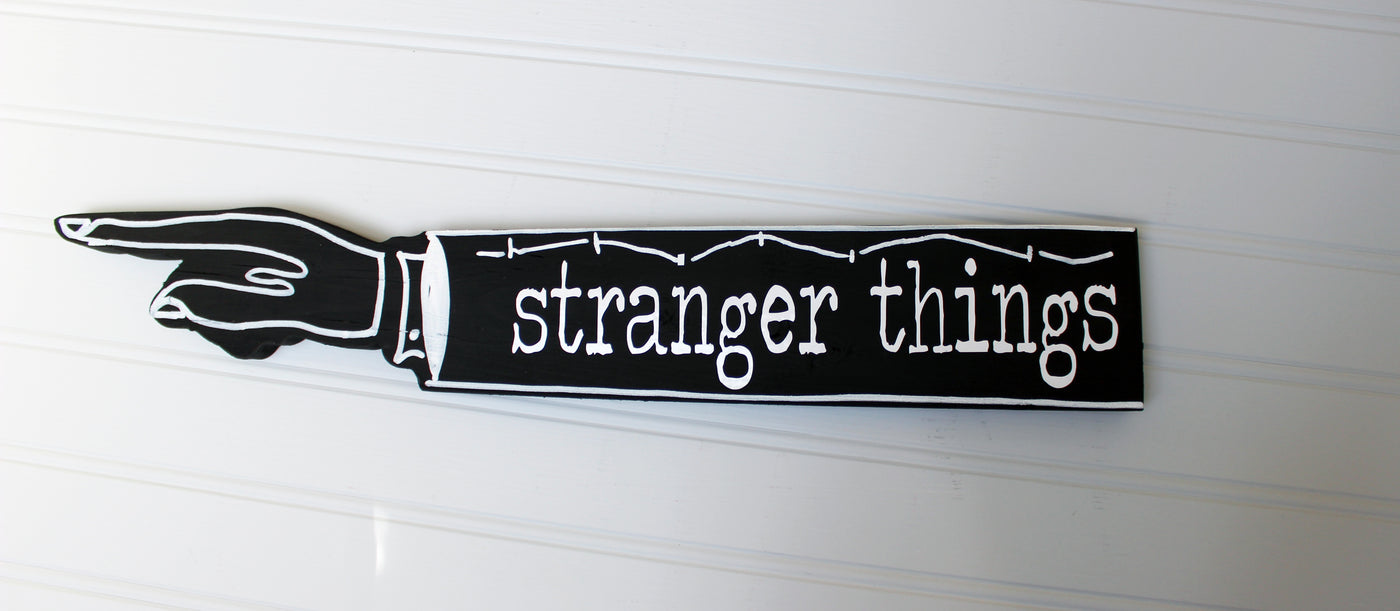 Stranger Direction wooden pointy finger signs - Pretty Clever Words