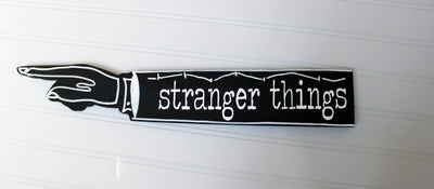 Stranger Direction wooden pointy finger signs - Pretty Clever Words