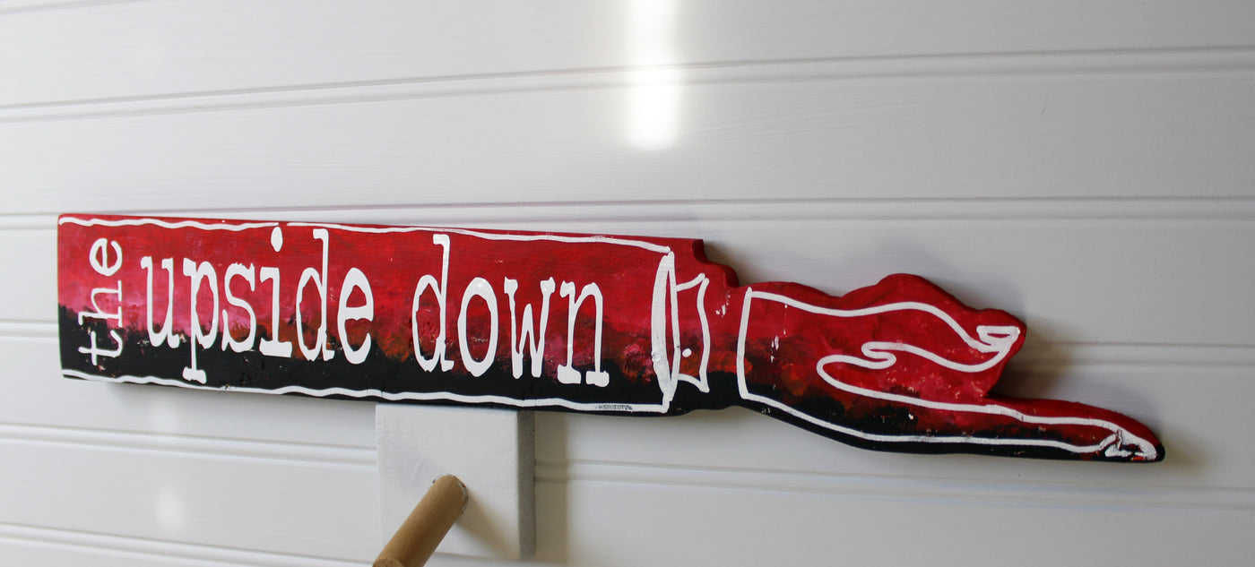 Stranger Direction wooden pointy finger signs - Pretty Clever Words