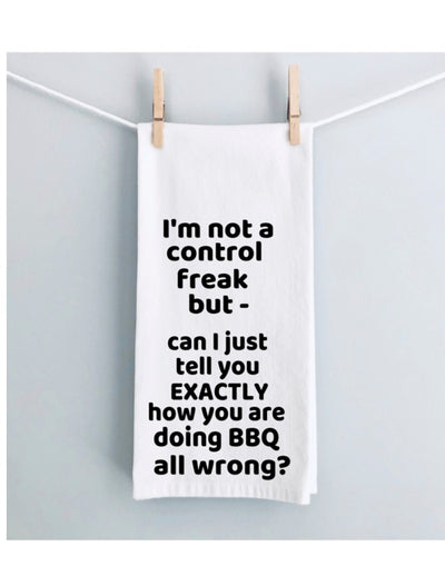 BBQ control freak - humorous bar, tea and kitchen towel LG