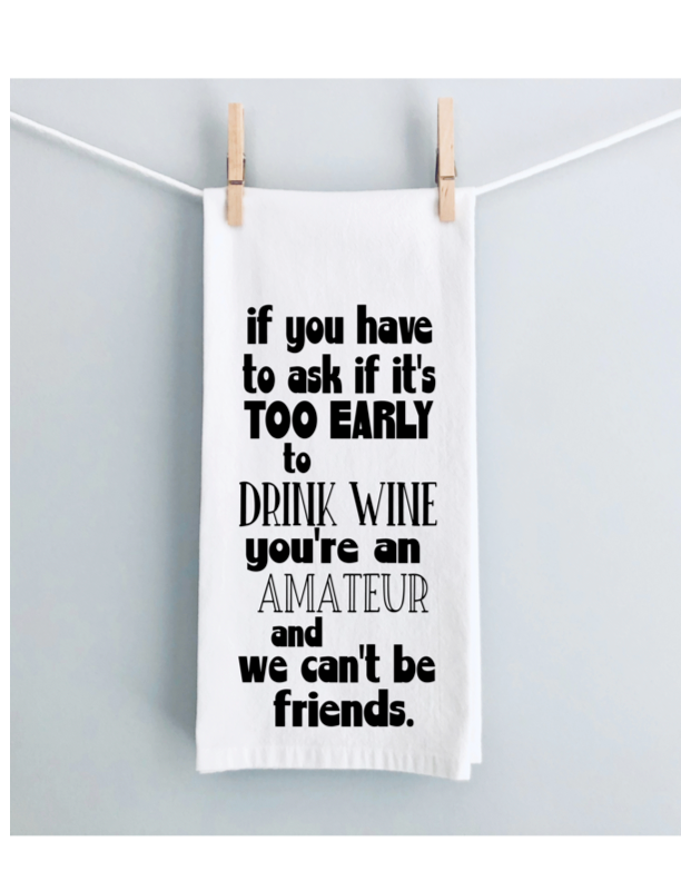 amateur wine drinking - humorous kitchen, tea and bar towel LG