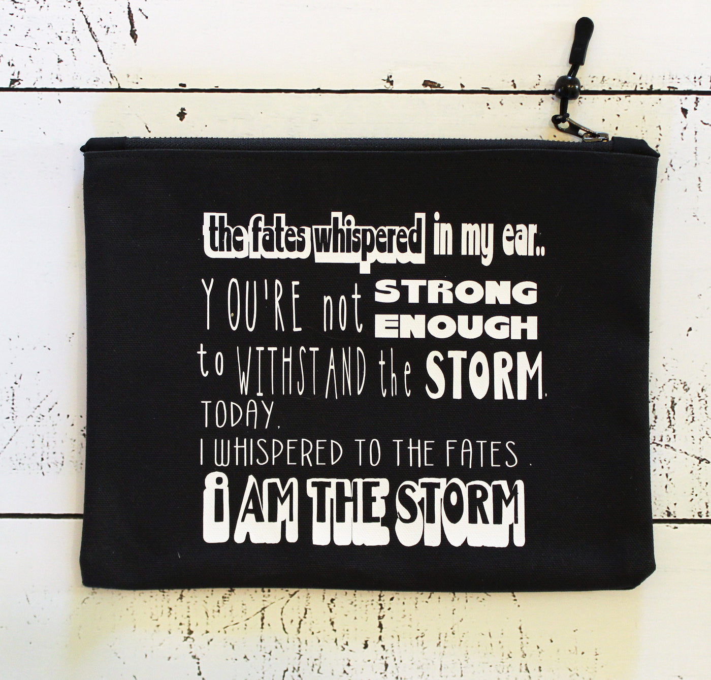 i am the storm in black - zip money makeup bag
